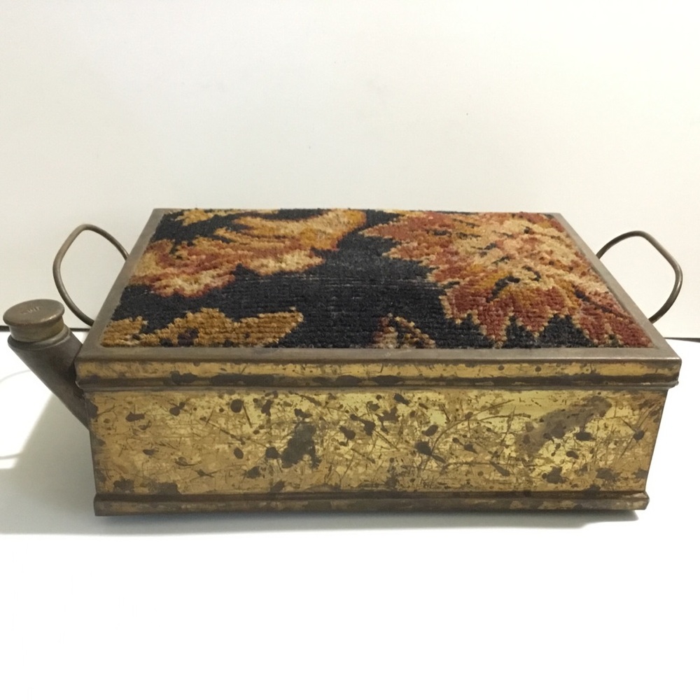 Vintage unique French foot warmer with tapestry
